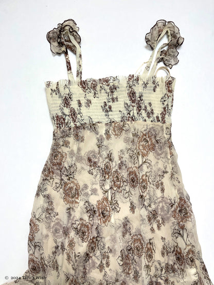 lace up floral print dress, euro label