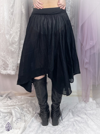 Sunao Kuwahara Semi Sheer Midi Skirt in Black