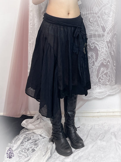 Sunao Kuwahara Semi Sheer Midi Skirt in Black