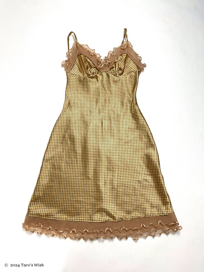 polka dots gold pleats trim dress, euro label