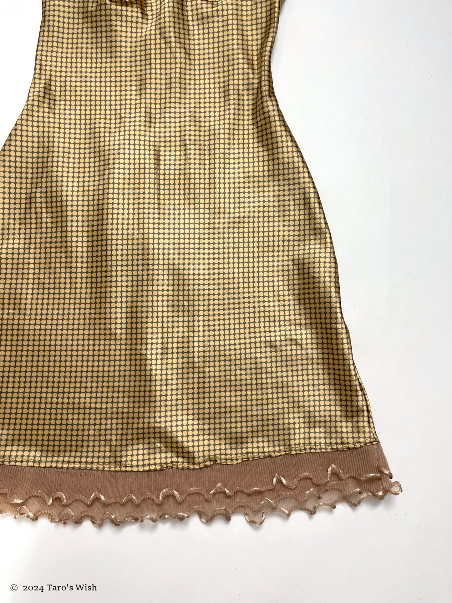 polka dots gold pleats trim dress, euro label