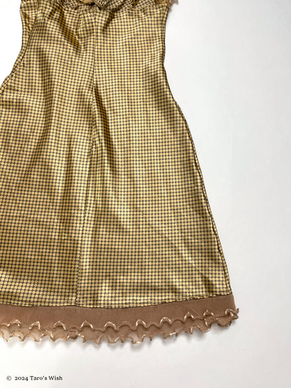 polka dots gold pleats trim dress, euro label