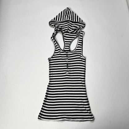 Gladnews striped button up sleeveless hoodie