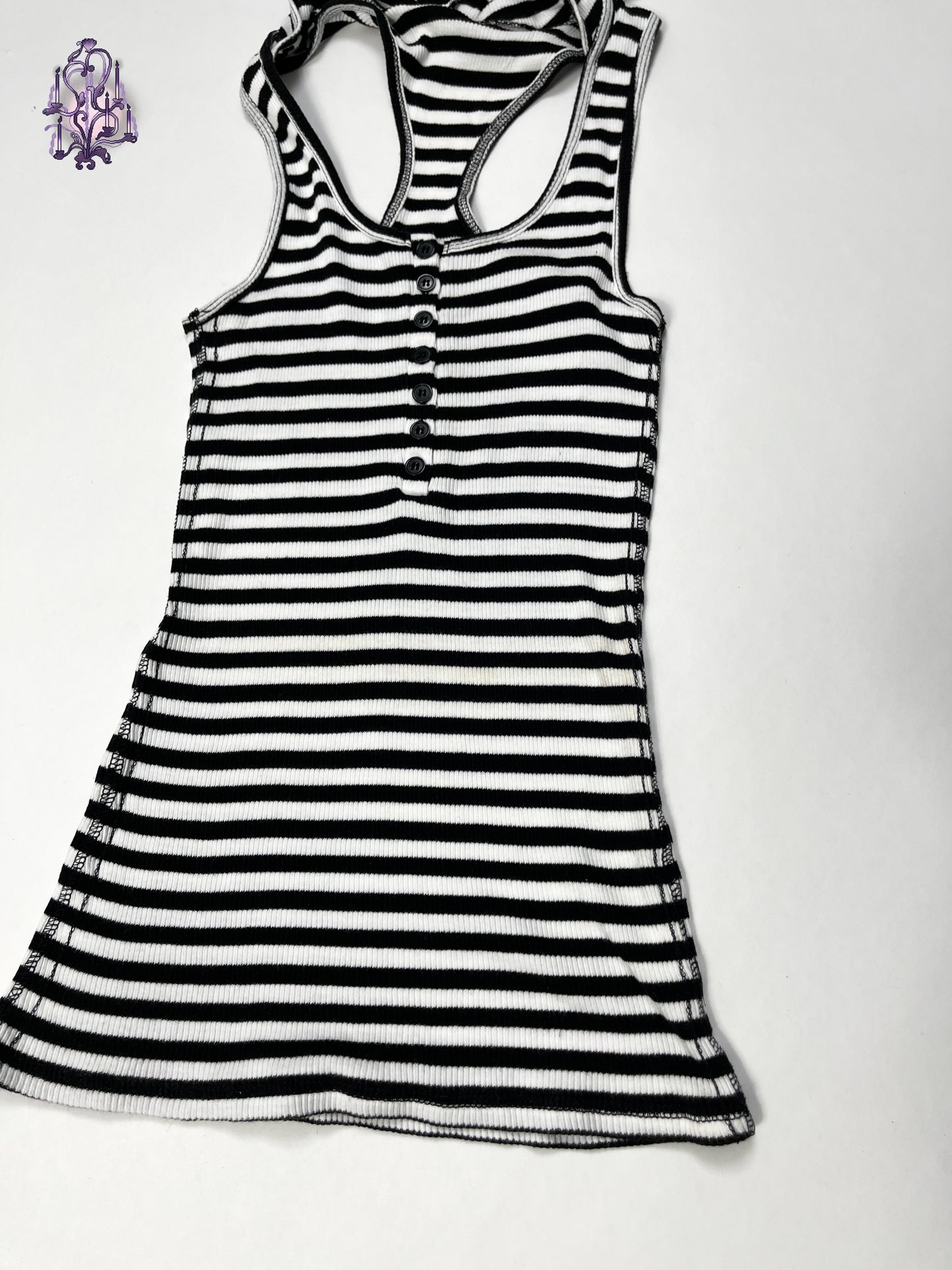 Gladnews striped button up sleeveless hoodie