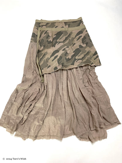 asymmetric camo multi belt maxi skirt, euro label