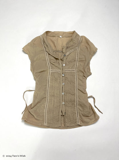 button up tie up back blouse, euro label