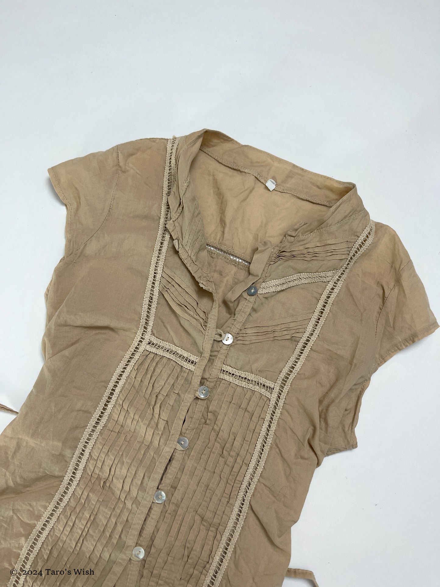 button up tie up back blouse, euro label