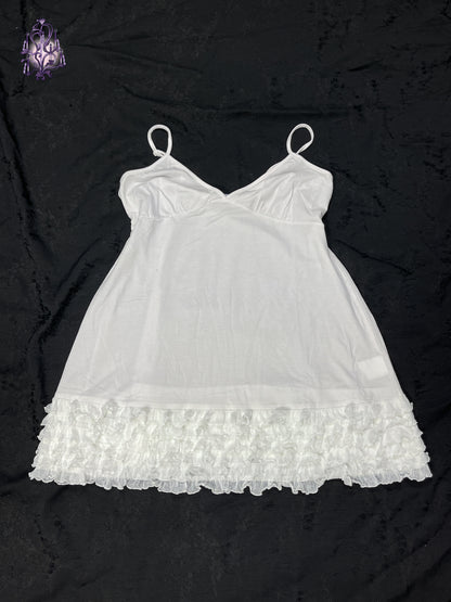 Ruffle hem white camisole