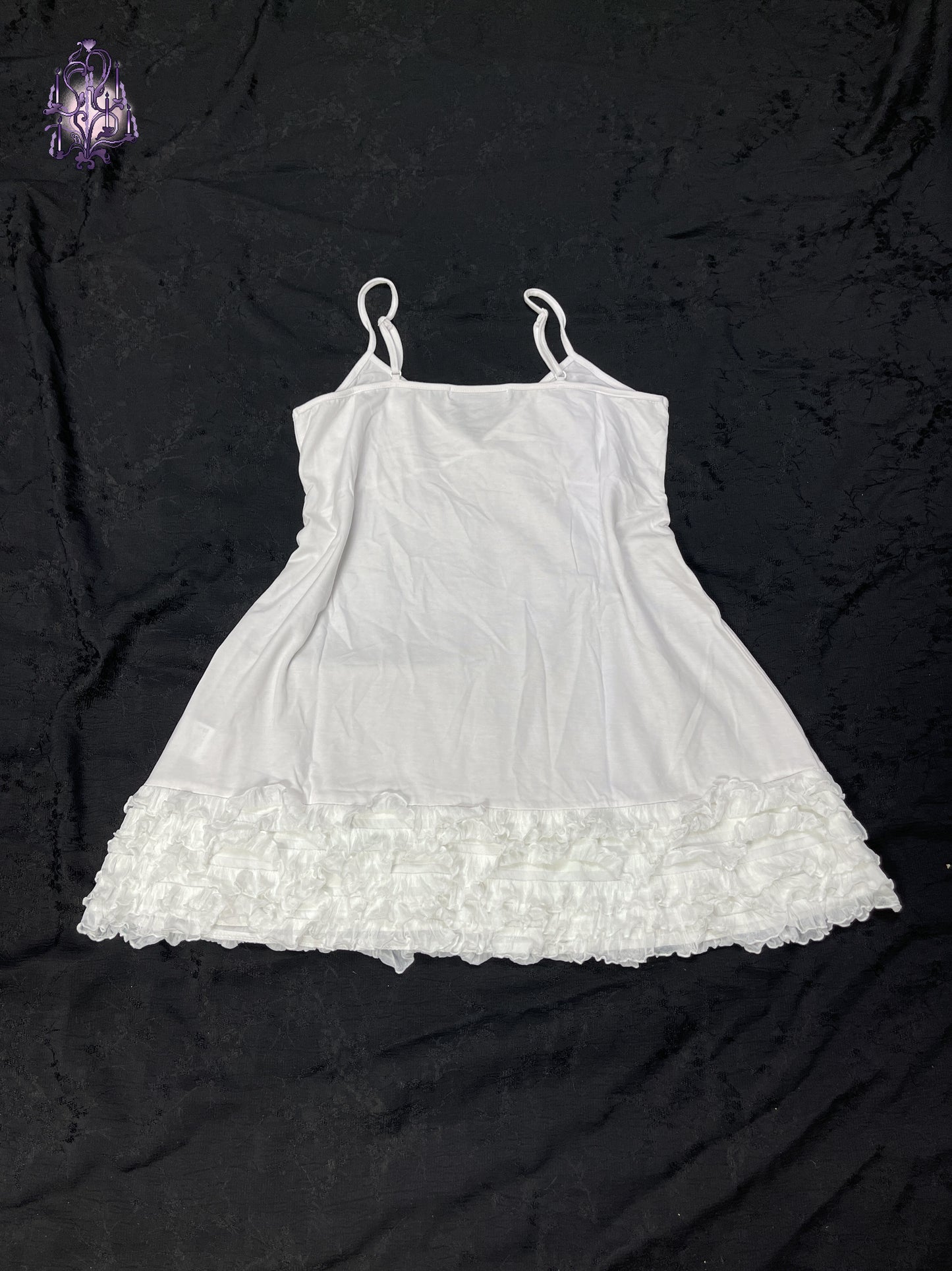 Ruffle hem white camisole