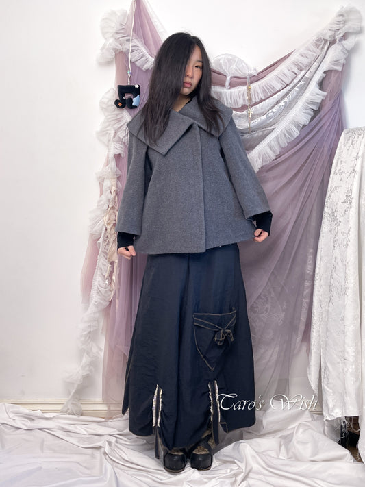 Hiroko Koshino One Button Babydoll Coat in Grey
