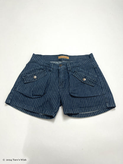 strip navy shorts, euro label