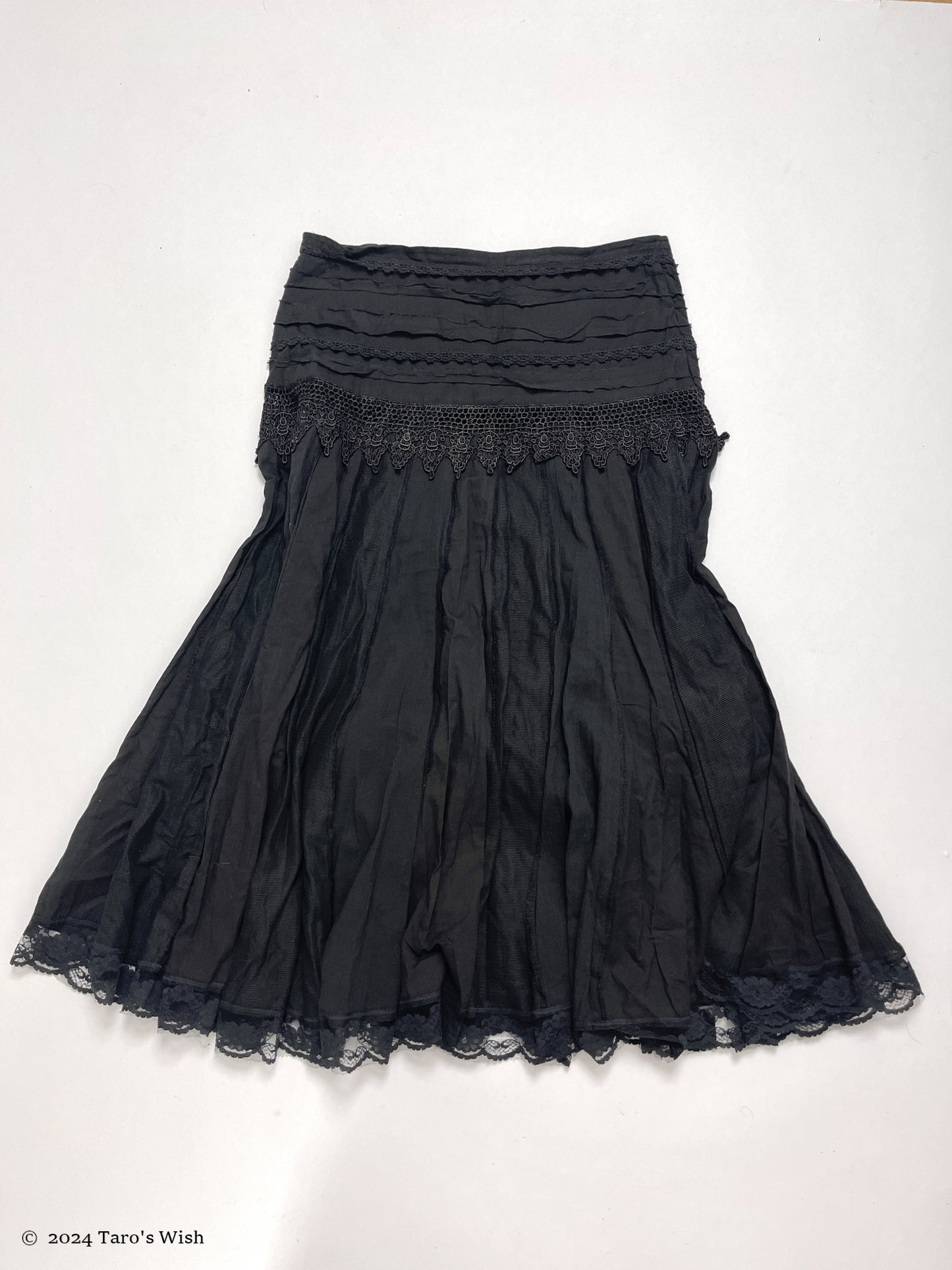 black embroidered details maxi skirt, euro label