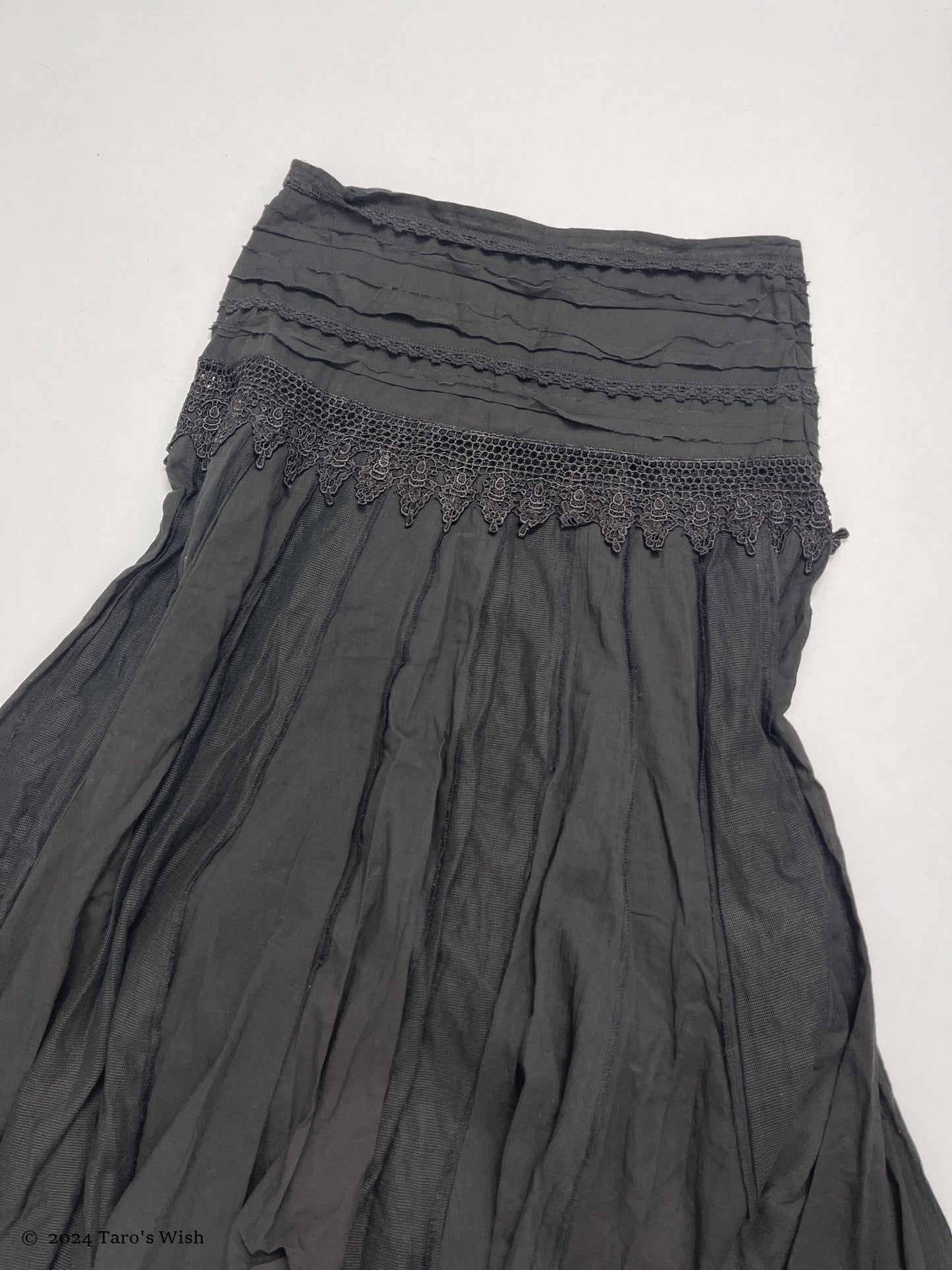 black embroidered details maxi skirt, euro label