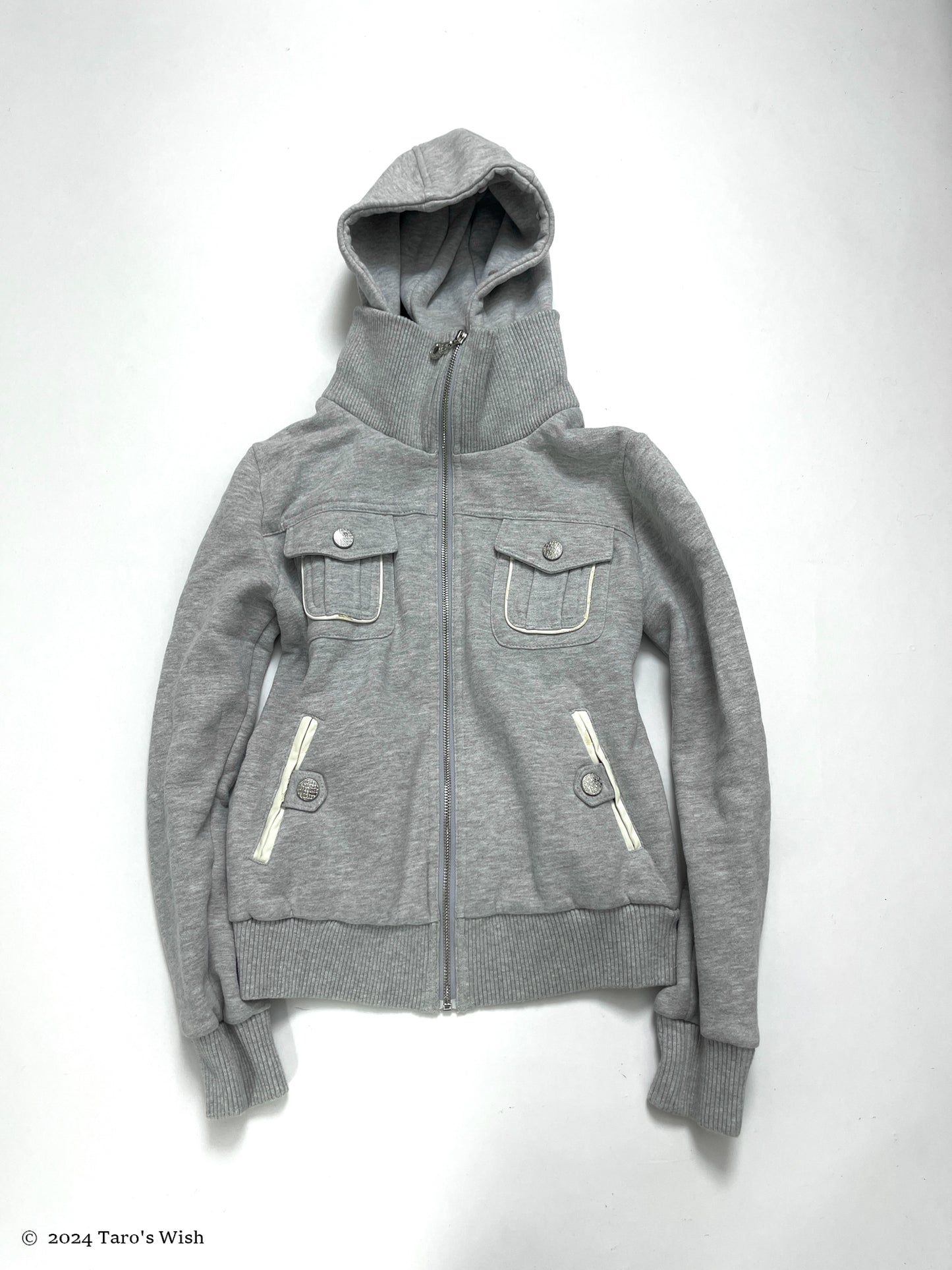 tactical zip up hoodie in grey, japanese label