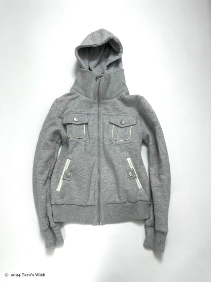 tactical zip up hoodie in grey, japanese label