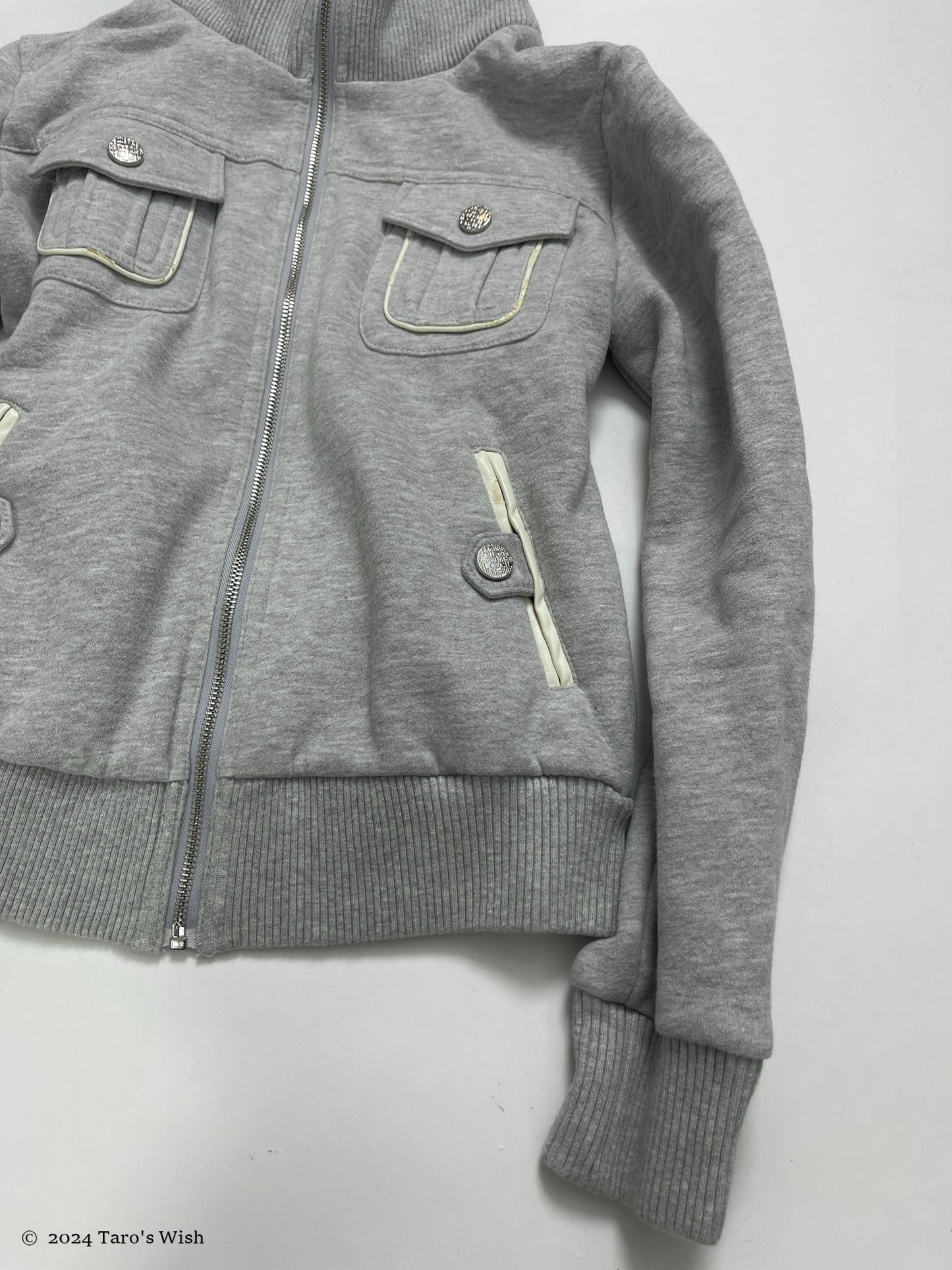 tactical zip up hoodie in grey, japanese label