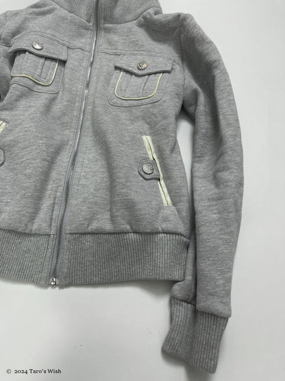 tactical zip up hoodie in grey, japanese label