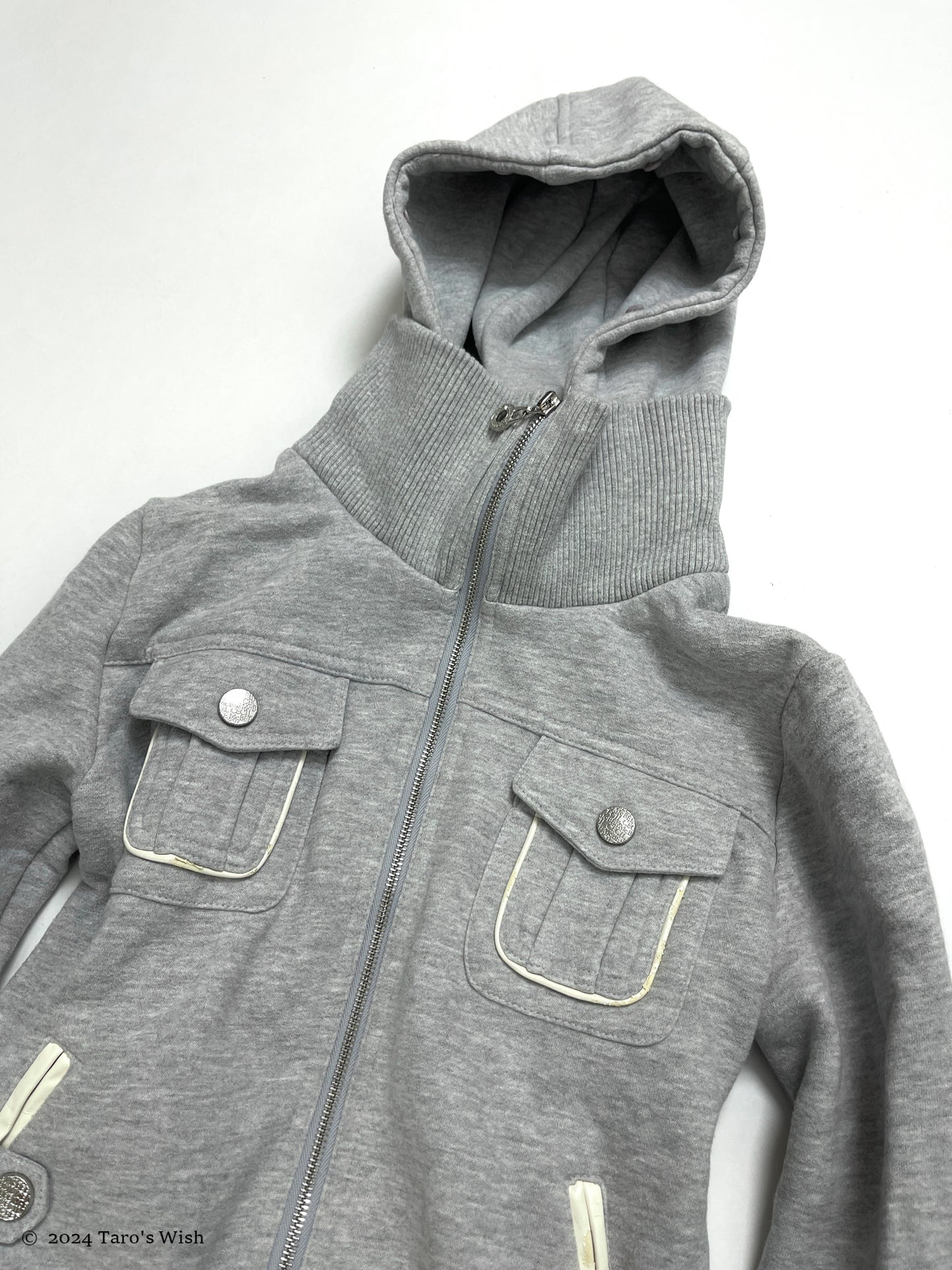 tactical zip up hoodie in grey, japanese label