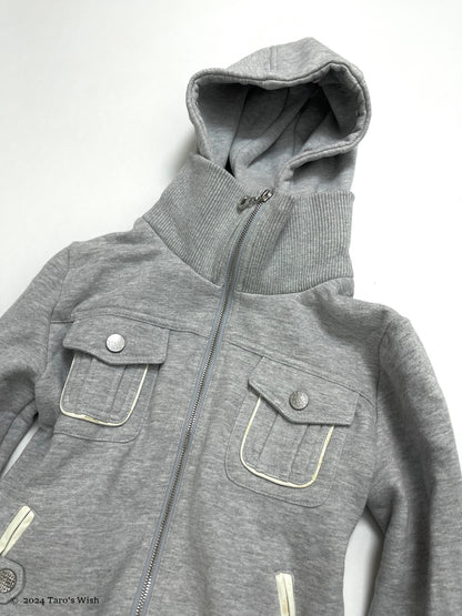 tactical zip up hoodie in grey, japanese label