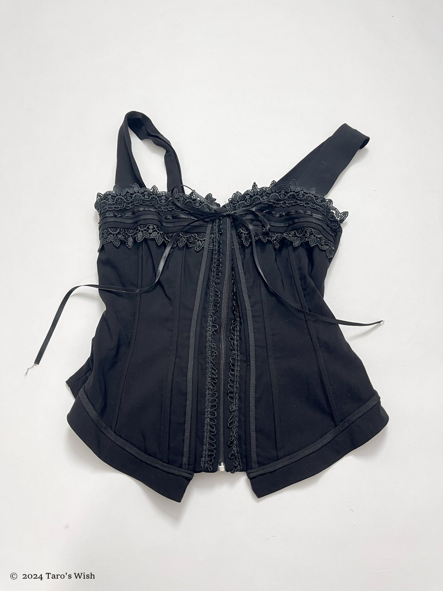 embroidered whimsical lace up corset, euro label