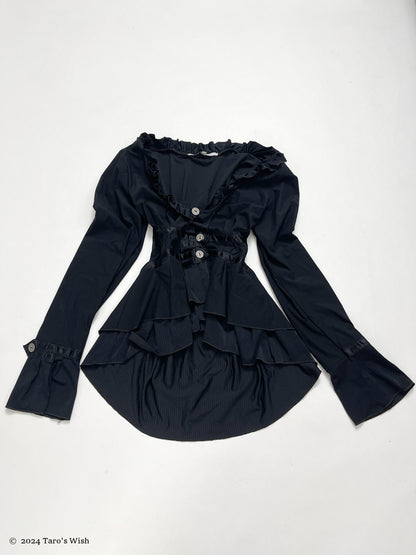 ruffle trim cardigan, french label