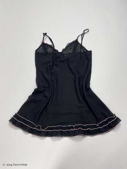 dark cquette ribbon lingerie slip dress, euro label