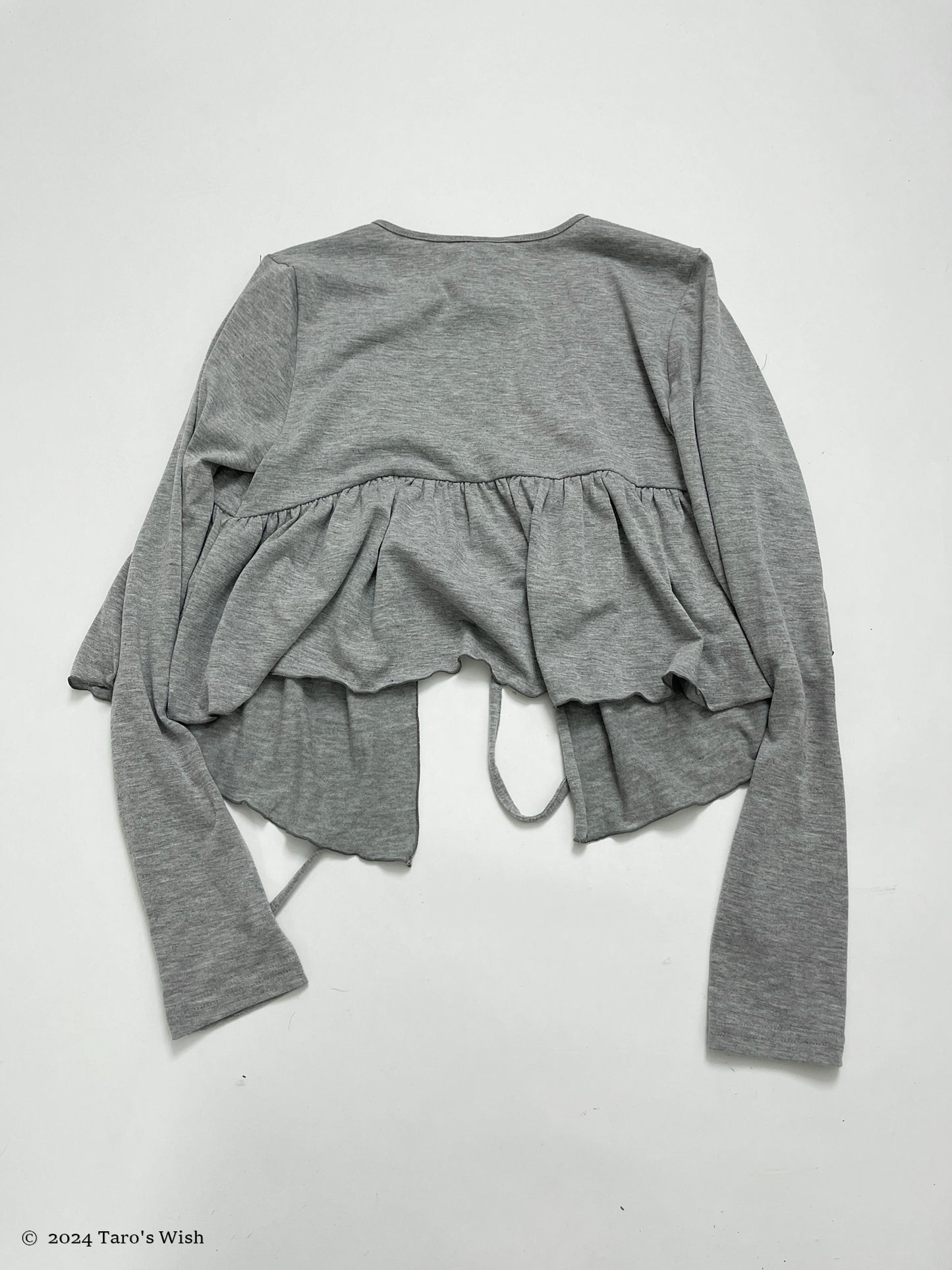 asymmetric black ruffle details cardigan in grey, japanese label double standard