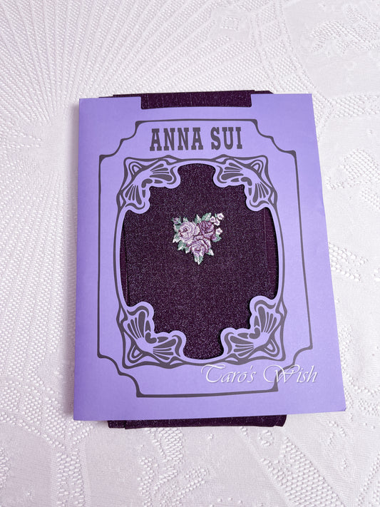ANNA SUI Glitter Flower Embroidered Tights in Purple