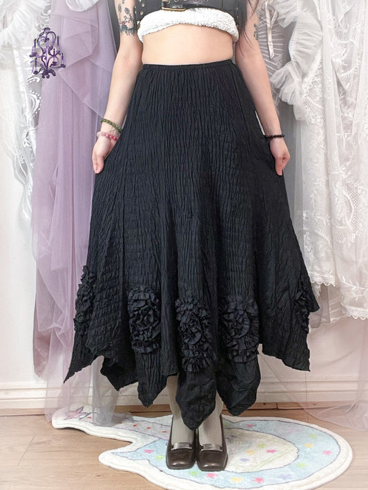 Elf texture flower pleated maxi skirt