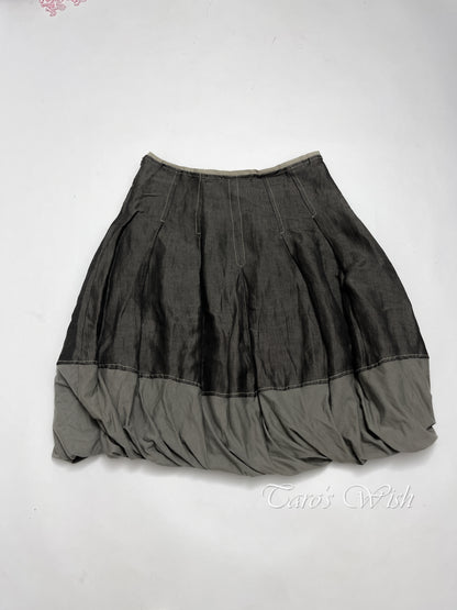 Balloon Patchwork Midi Skirt in Dark Grey