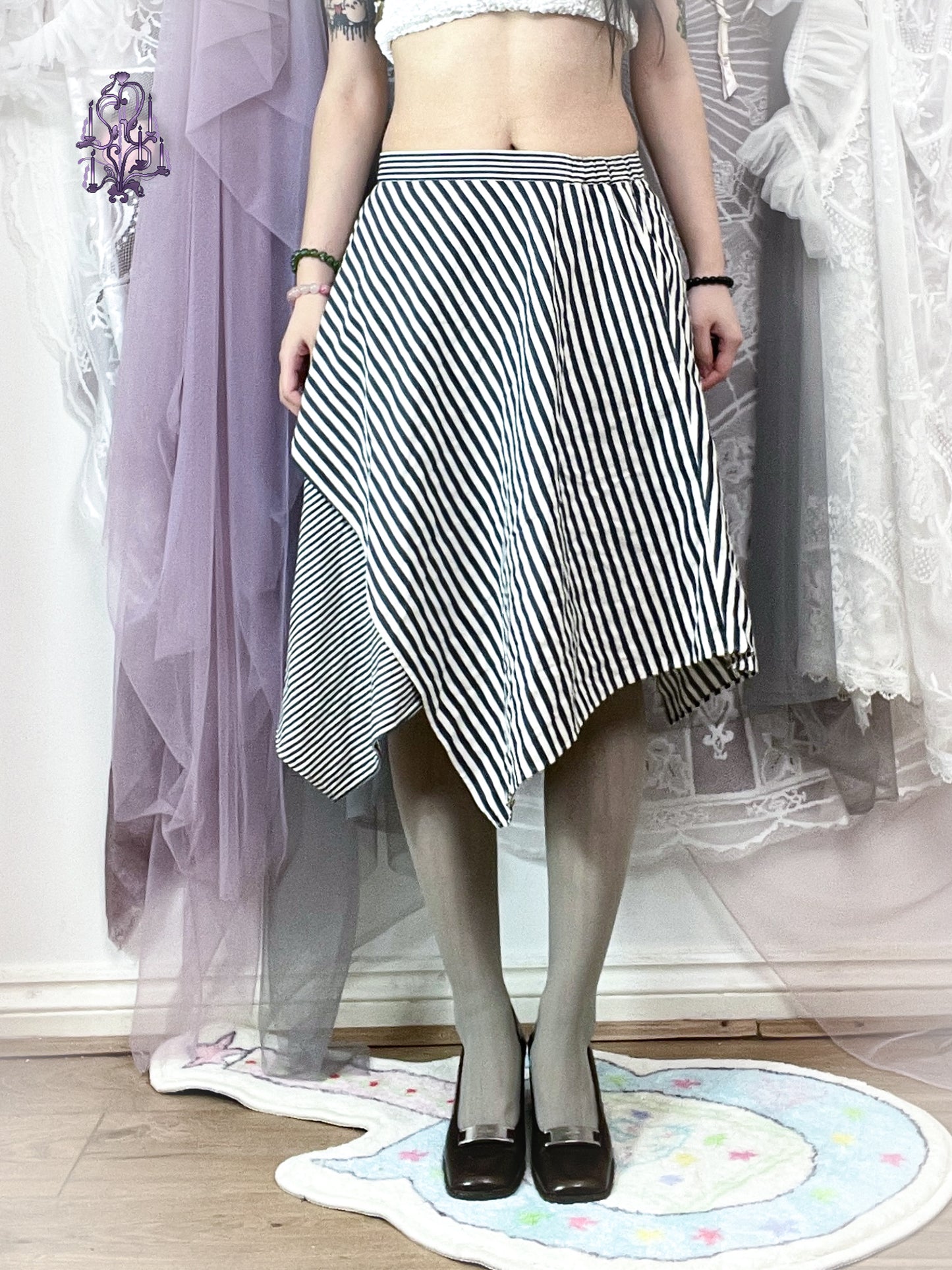 Atsuro Tayama striped asymmetric midi skirt