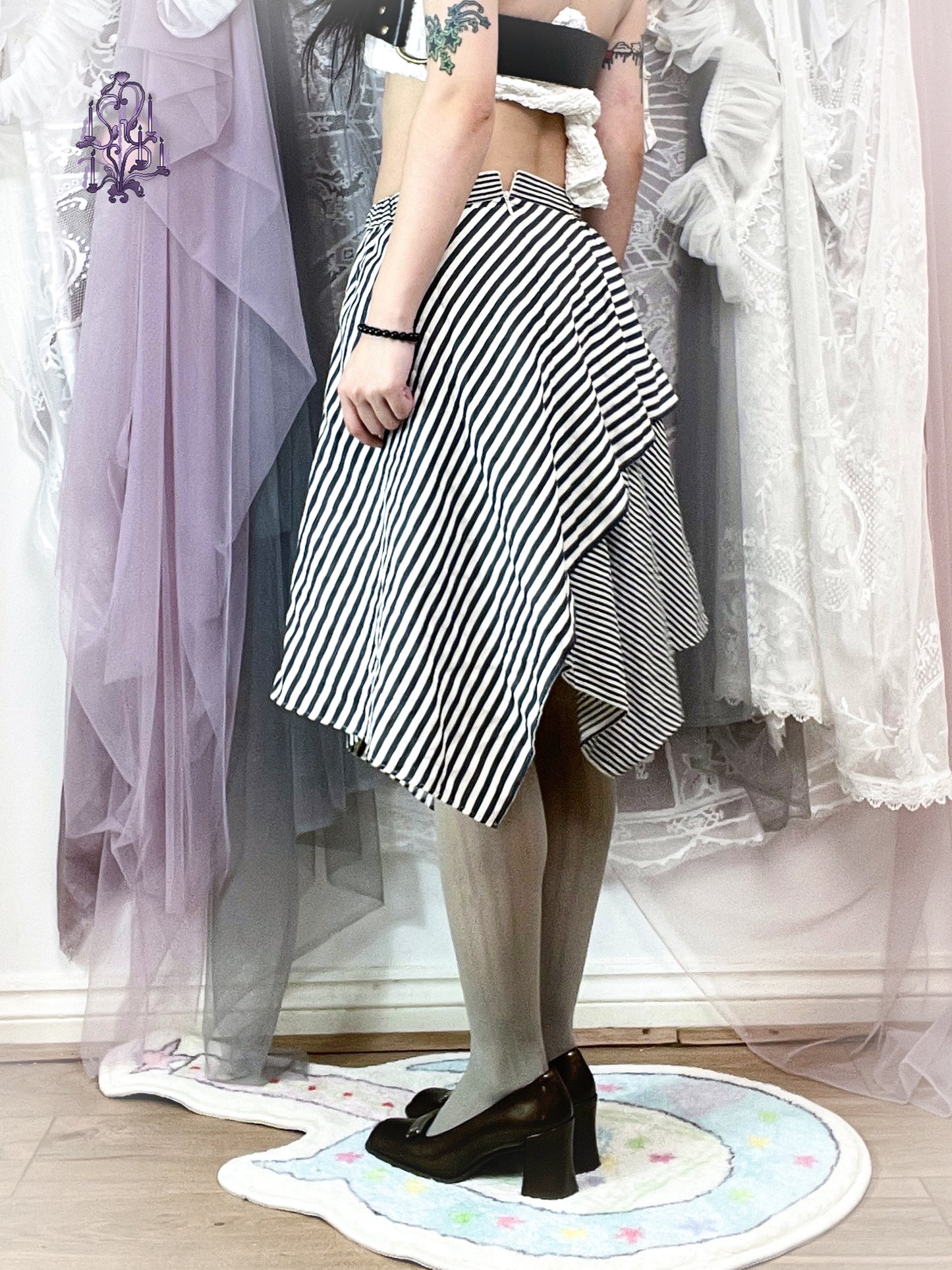 Atsuro Tayama striped asymmetric midi skirt