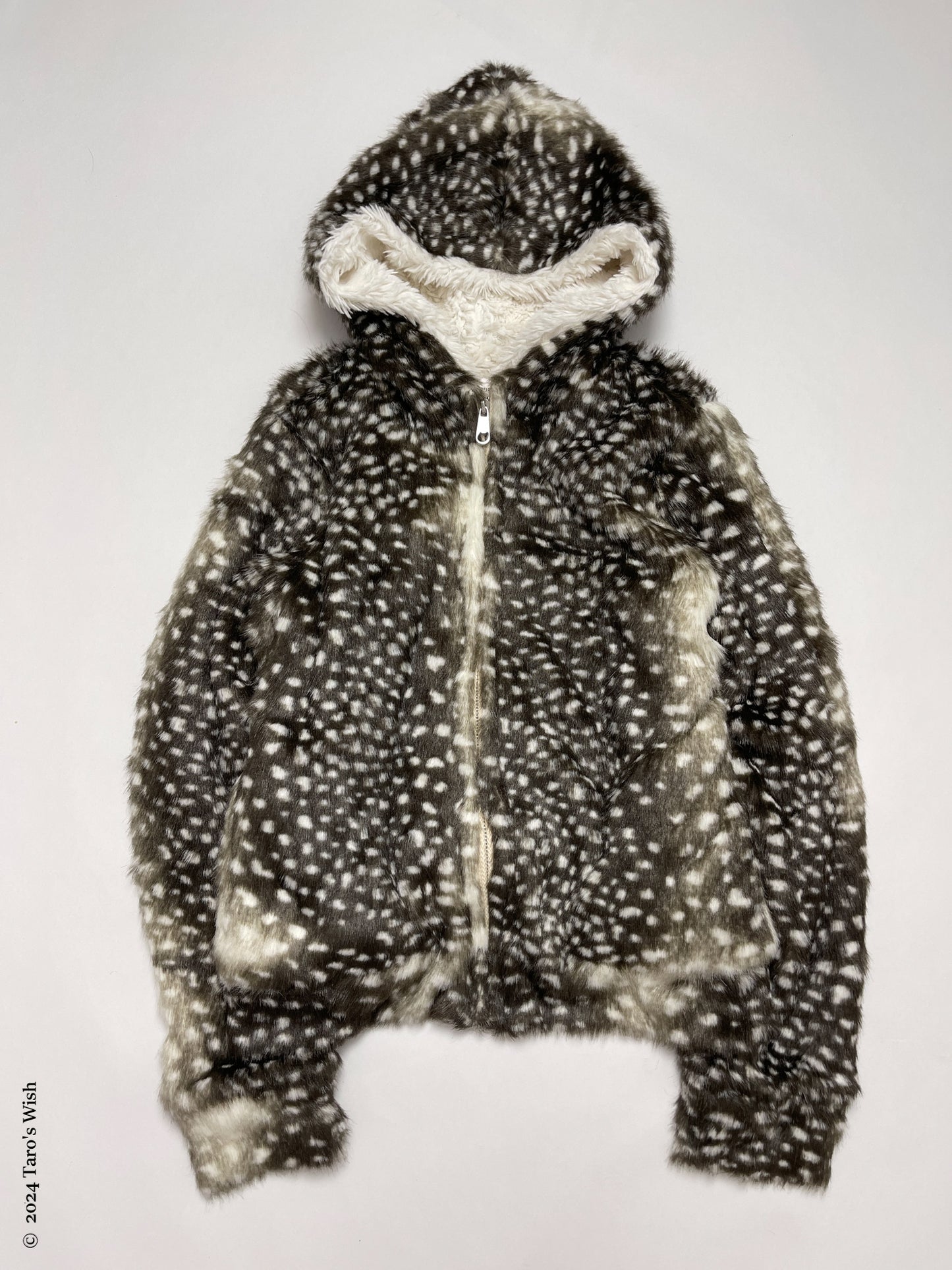 aw2006 bambi angora fur zip up coat with hood, tsumori chisato