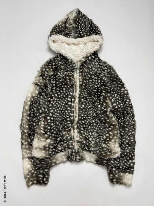 aw2006 bambi angora fur zip up coat with hood, tsumori chisato