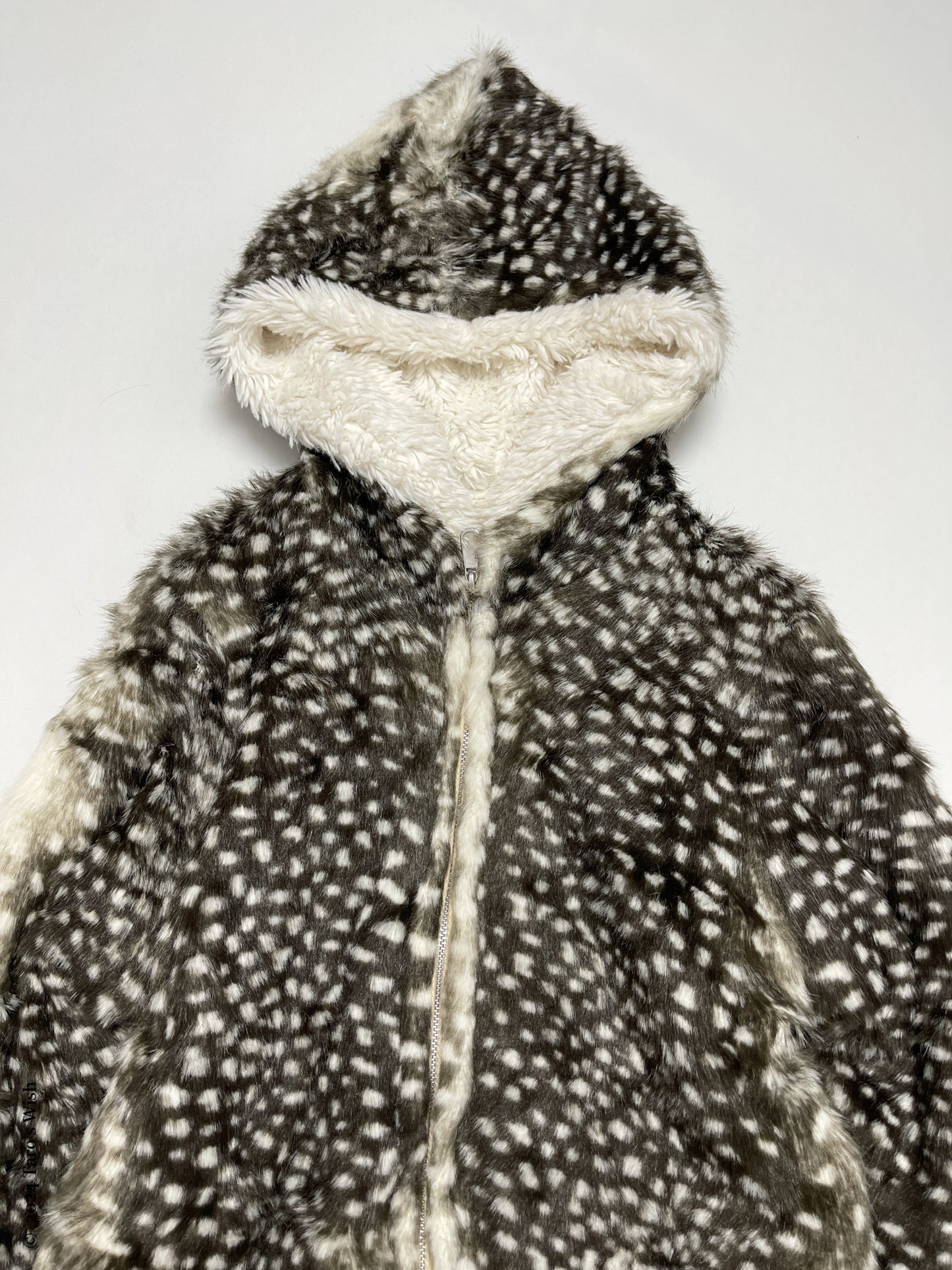 aw2006 bambi angora fur zip up coat with hood, tsumori chisato