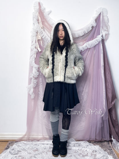 Tsumori Chisato Bambi Fur Zip Up Coat with Hood