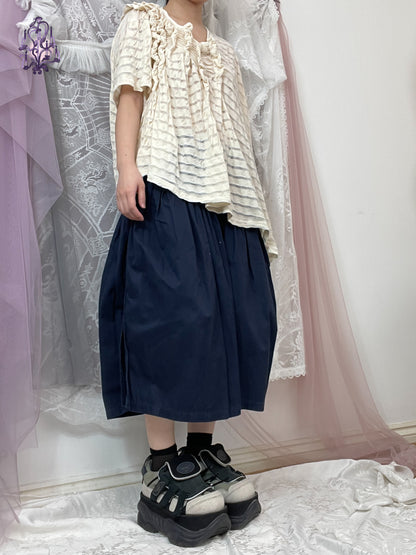 Gomme Maki Hiroshige ruched semi sheer tee