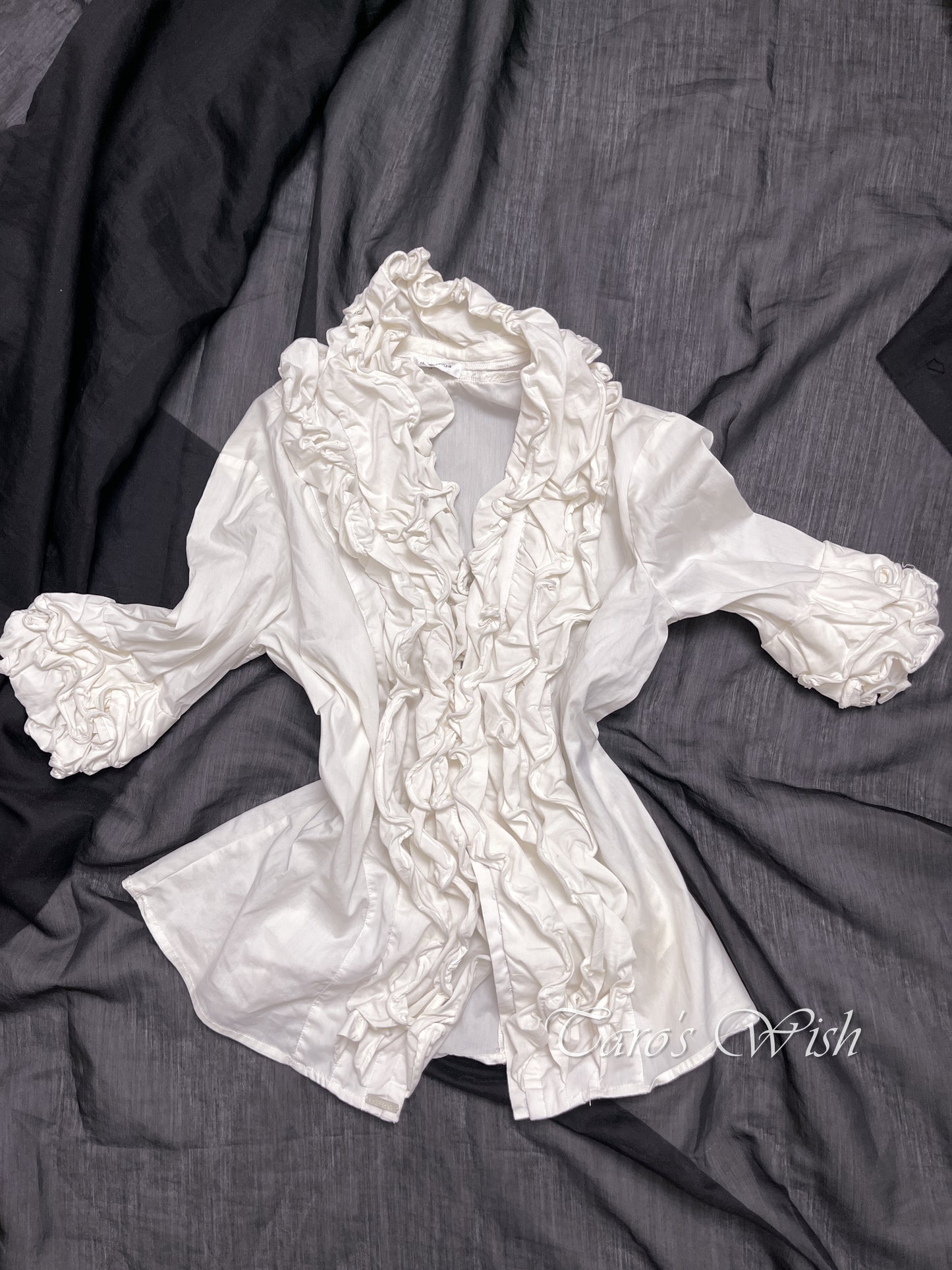 Structured Ruffle Shirts in White