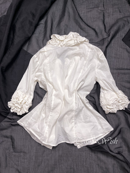 Structured Ruffle Shirts in White