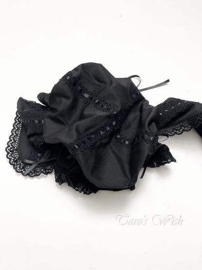 Handmade Lace Trim Bunny Bonnet in Black