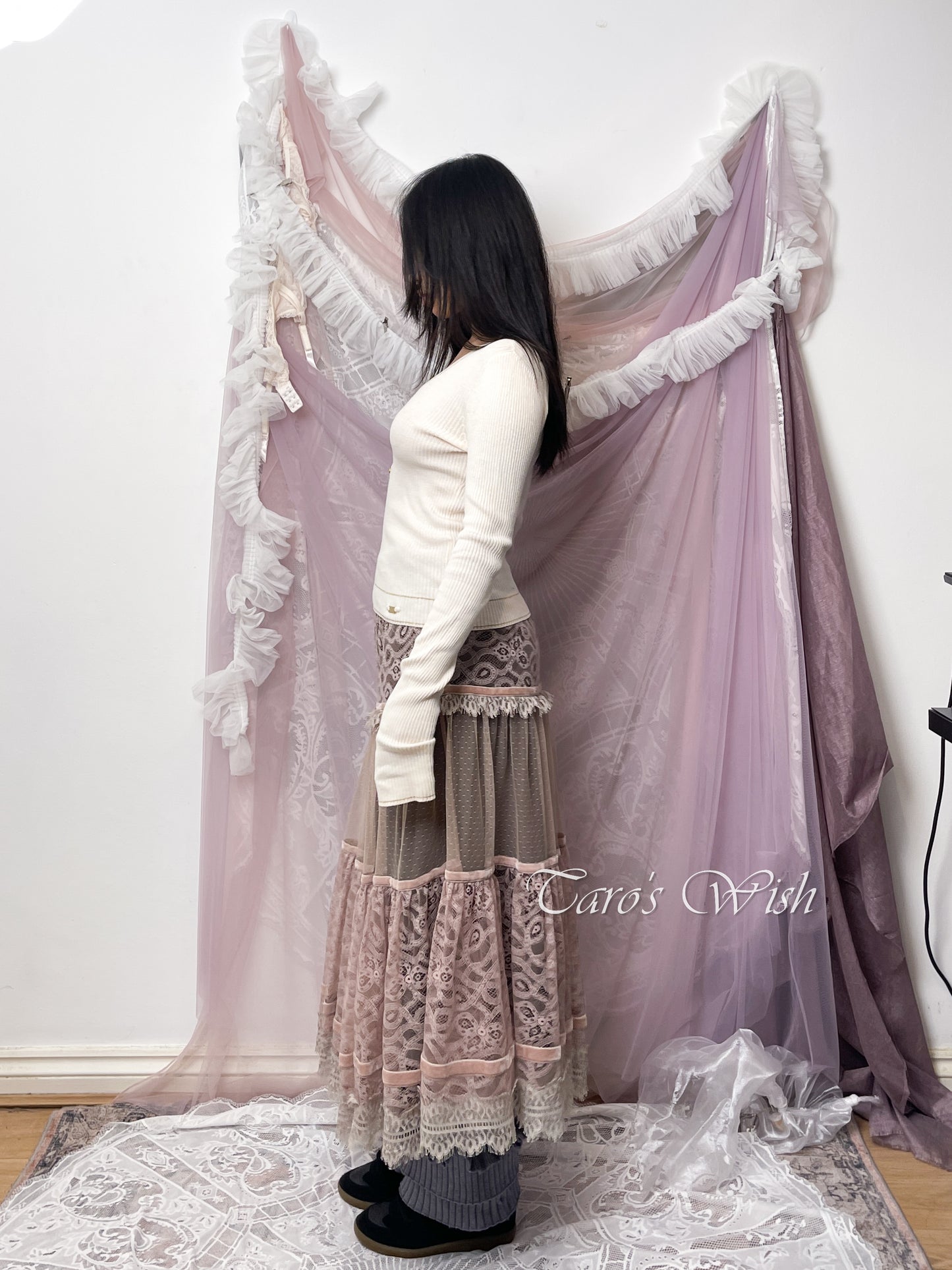 Hiroko Koshino Lace Tiered Maxi Skirt