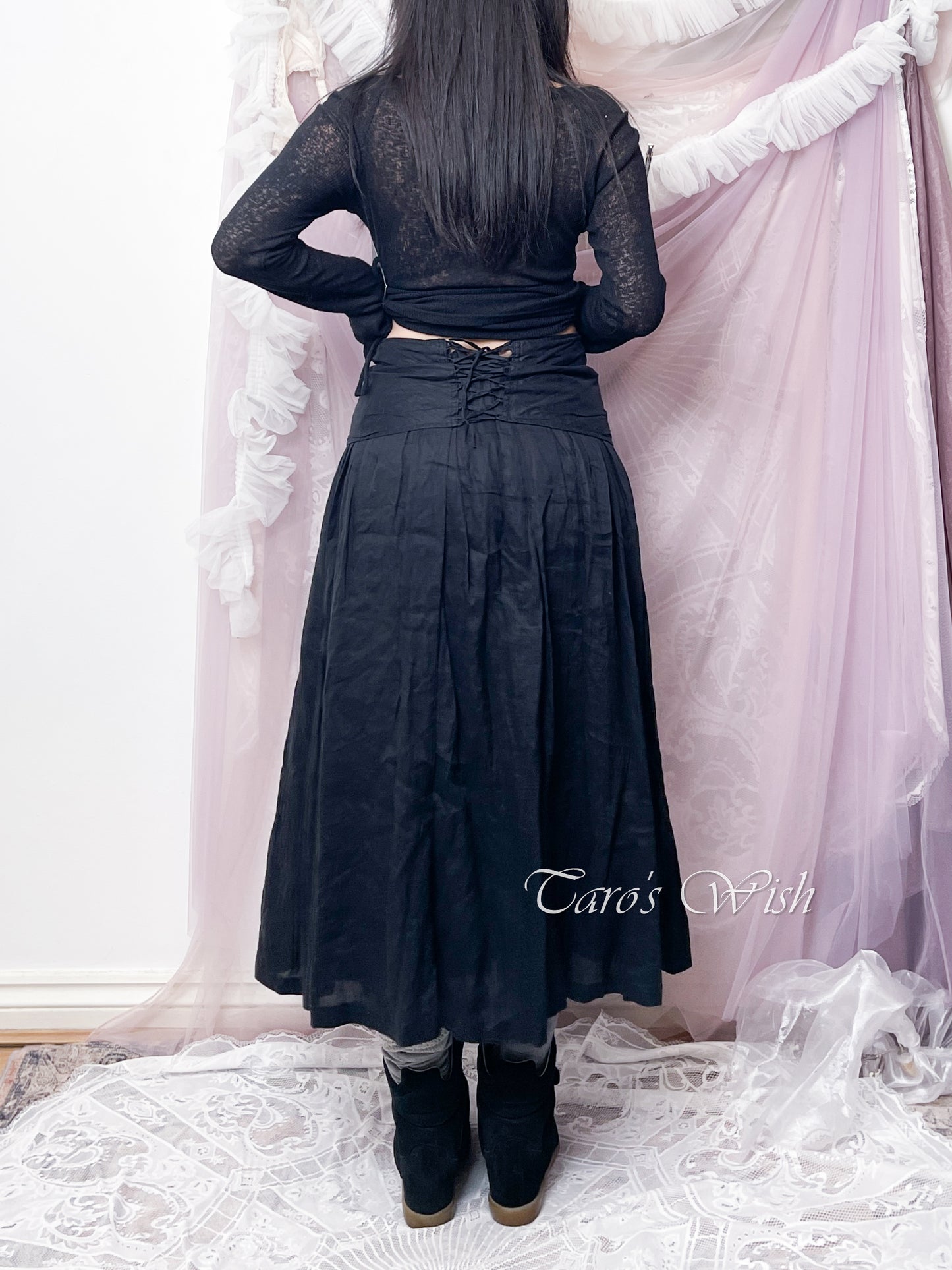 ZUCCa Button Up Babydoll Lace Up Maxi Skirt