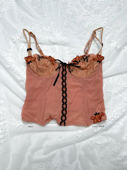 Peach Pink Lace Up Corset