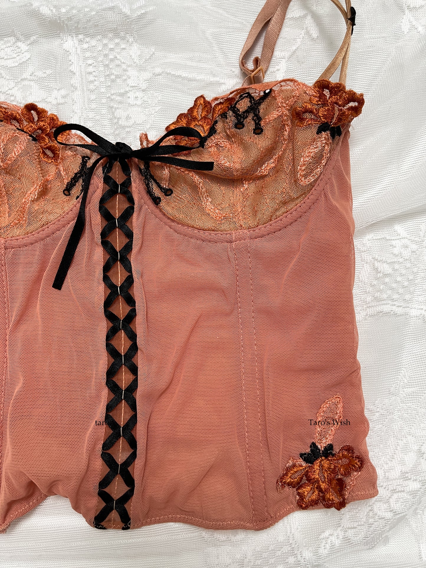 Peach Pink Lace Up Corset