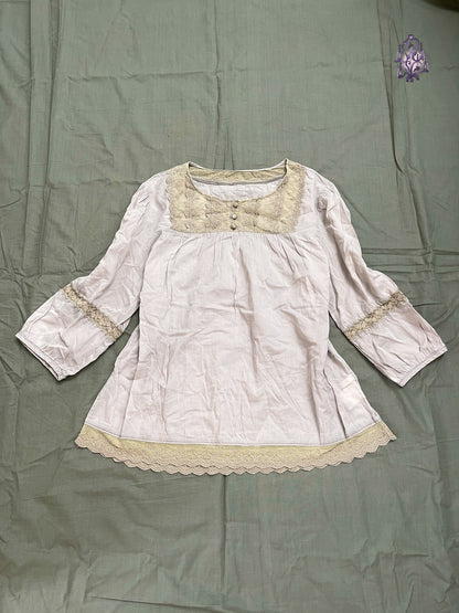 Mori kei muted lilac balloon sleeves top