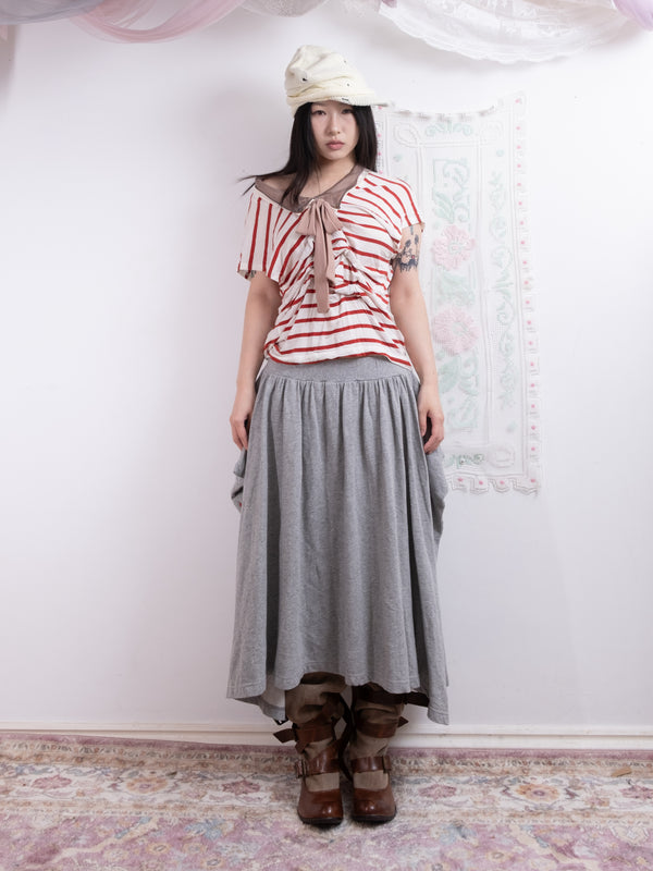 GREY JERSEY SKIRT WITH EMBROIDERY DETAIL