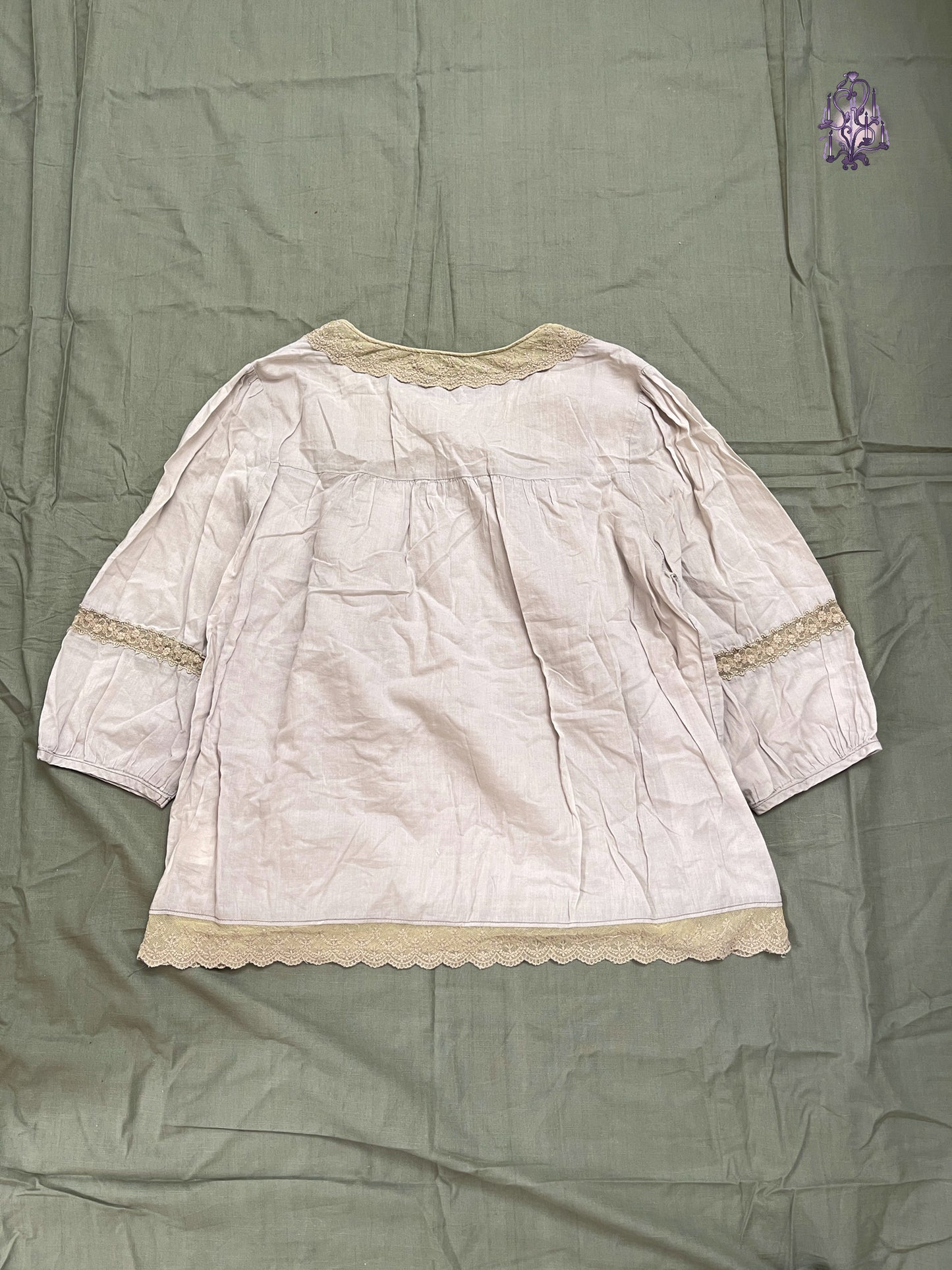 Mori kei muted lilac balloon sleeves top