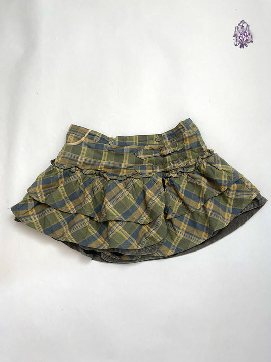 Tartan mini skirt in green - size L