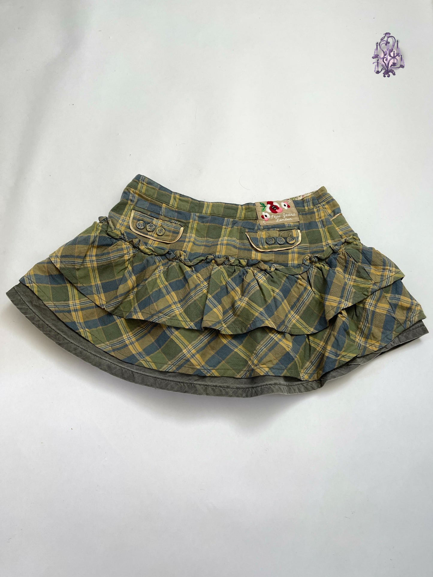 Tartan mini skirt in green - size L