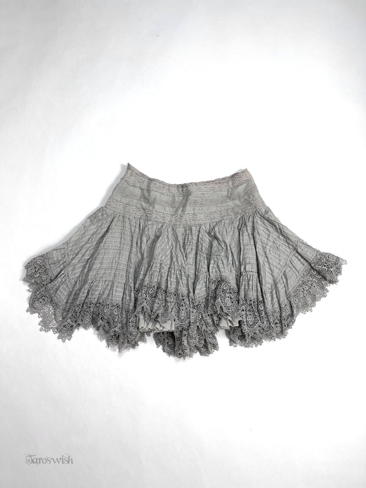 ナイン Elf lace trim mini skirt in grey